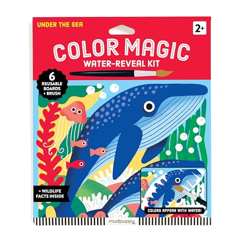 Under the Sea water-reveal kit packaging featuring a blue whale and sea life illustration.