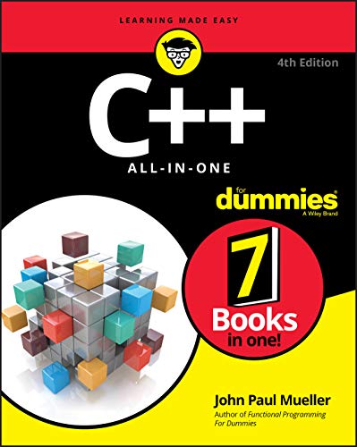 C++ All-in-One For Dummies book cover with colorful cube illustration.