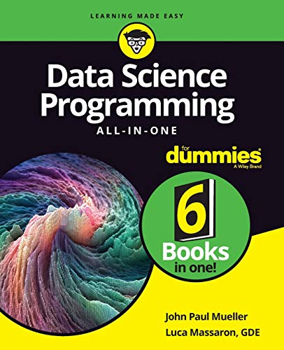 Book cover: "Data Science Programming All-In-One For Dummies" with abstract art.