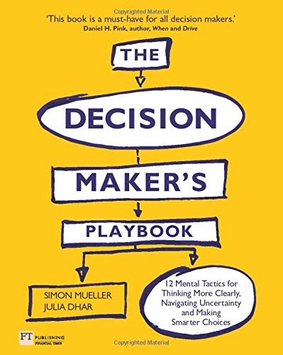 Yellow book cover with white text reading "The Decision Maker's Playbook.
