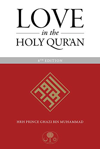 Book cover: "Love in the Holy Qur'an" with red and geometric design.