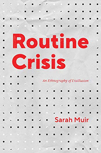 Book cover with red text “Routine Crisis” on a white polka dot background.