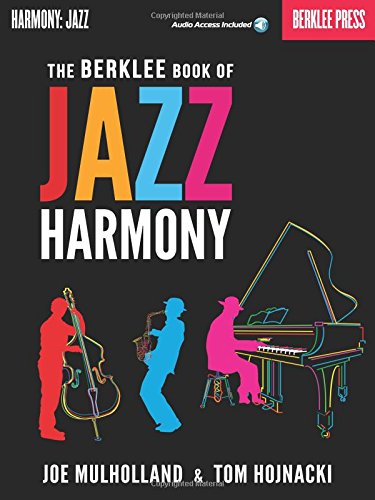 Book cover: "The Berklee Book of Jazz Harmony" with musicians and a piano.
