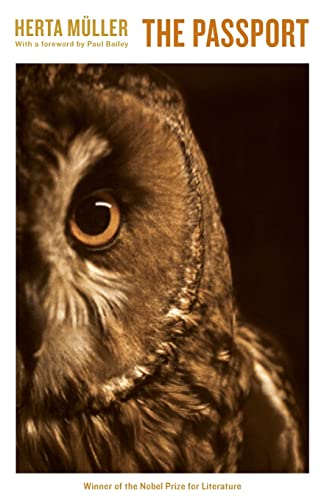 Book cover: "The Passport" by Herta Müller, featuring an owl’s face.