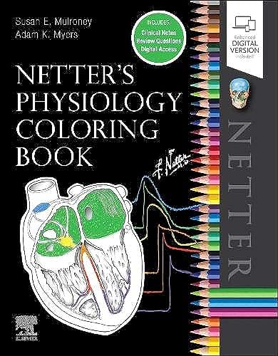 Cover of Netter's Physiology Coloring Book featuring a heart diagram and colored pencils.