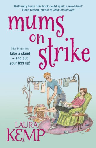 Book cover: woman relaxing while a man does housework, illustrated style.