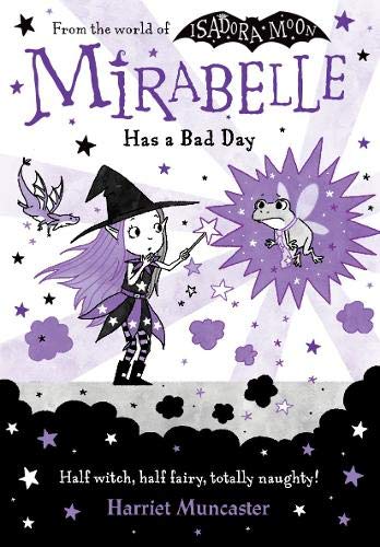 A purple-haired witch girl casts a spell on a frog in this book cover.