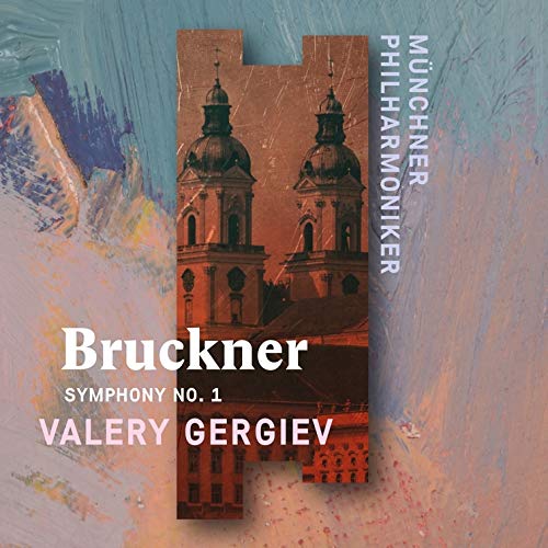 Bruckner CD cover featuring a faded church image and gold text on a white background.