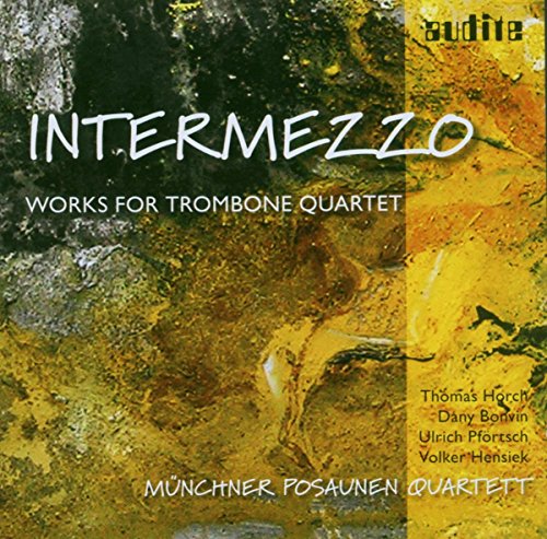 CD cover for “Intermezzo” by Munchner Posaunen Quartett, abstract gold design.