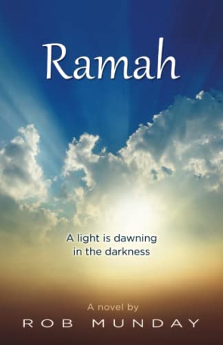 Book cover: “Ramah” with a sunlit sky and cloudscape background.