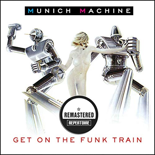 Album cover showing a woman dancing between two metallic robots with text overlay.