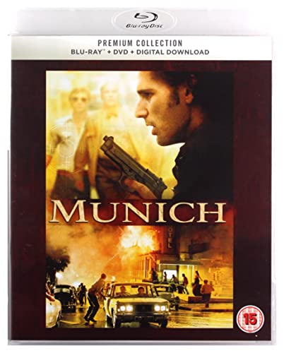 Blu-ray cover for the film Munich featuring a man holding a gun.