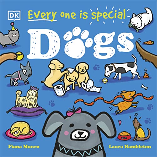 Book cover with various illustrated dogs of different breeds, sizes, and abilities.