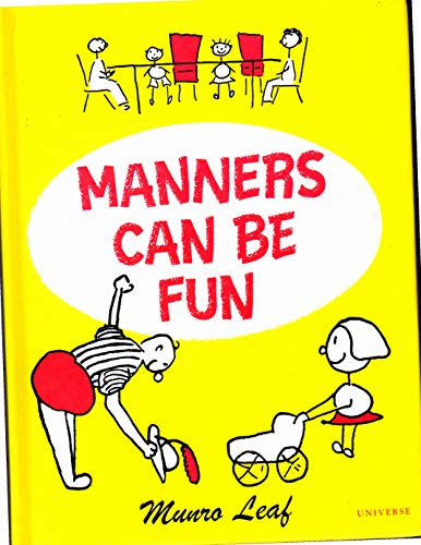 Yellow book cover with stick figure illustrations and red text: "Manners Can Be Fun".