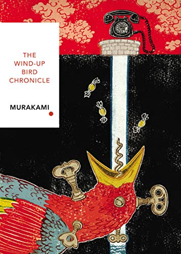 Book cover: red bird with keys, telephone, and candies.