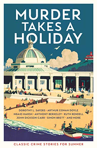 Book cover with a seaside resort illustration and bold red title text.