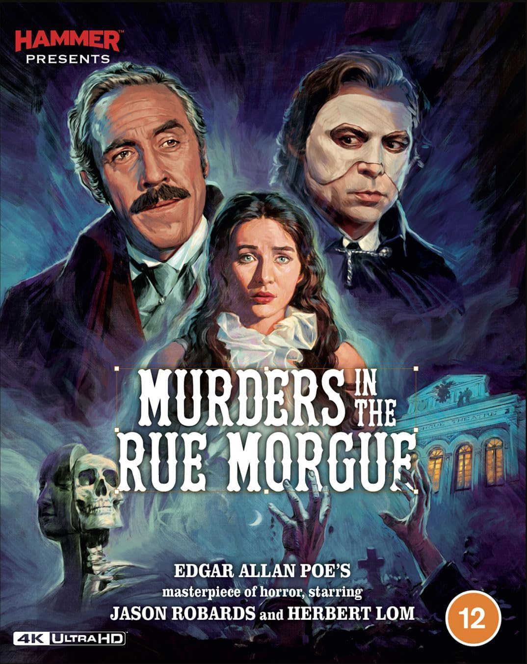 Blu-ray cover for "Murders in the Rue Morgue" featuring two stern-faced men.