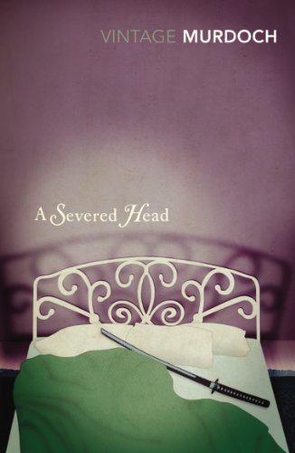 A sword lies on a bed with a white headboard against a purple wall.