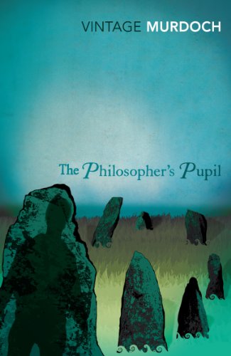 Book cover: "The Philosopher's Pupil" with standing stones in a field.