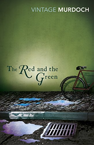 Book cover: "The Red and the Green" by Iris Murdoch, with a bicycle.