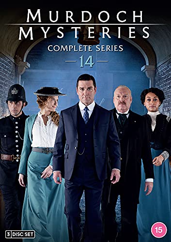 DVD cover for "Murdoch Mysteries: Series 14" featuring five actors in period costume.