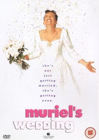 Muriel's Wedding" DVD cover featuring a smiling woman in a white wedding dress.