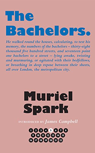 Book cover: "The Bachelors" by Muriel Spark, pink background, bold text.