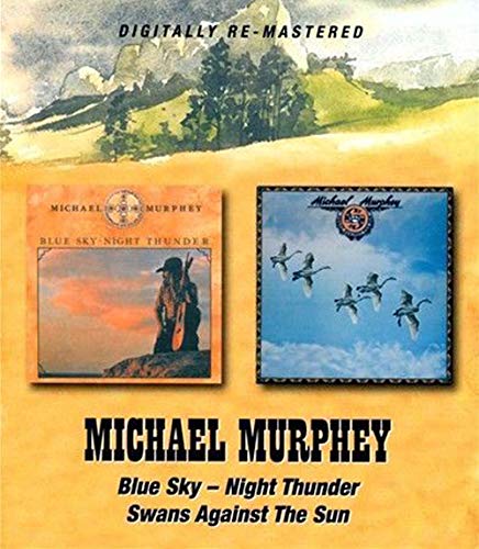 "CD cover with two album artworks: man on a hill and flying swans."