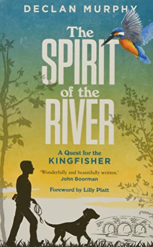 Book cover showing a kingfisher flying above a silhouette of a person and dog.