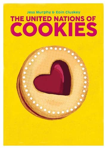 Book cover: yellow background, cookie with a heart-shaped cutout.