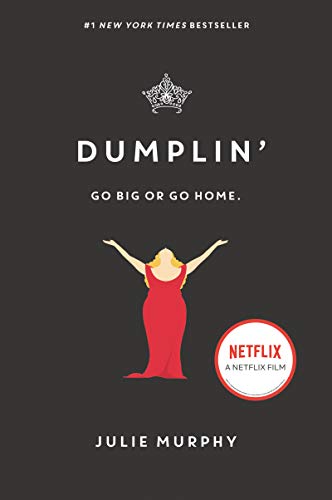 Book cover for "Dumplin'," featuring a woman in a red dress.