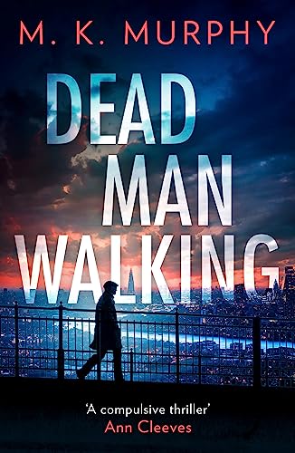 Book cover: a man walks along a railing with a city skyline.