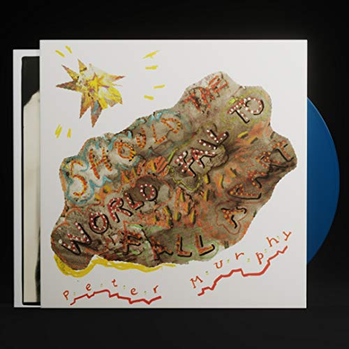 Vinyl record cover with abstract earth art, a yellow star, and handwritten text.