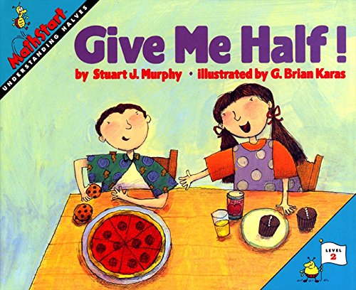 Book cover: children sharing food, illustrating the concept of halves.