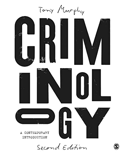 Book cover: "Criminology" in large, bold, fragmented black lettering.
