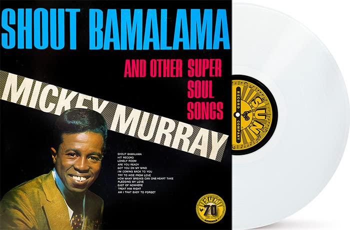 Mickey Murray’s “Shout Bamalama” album cover and a white vinyl record.