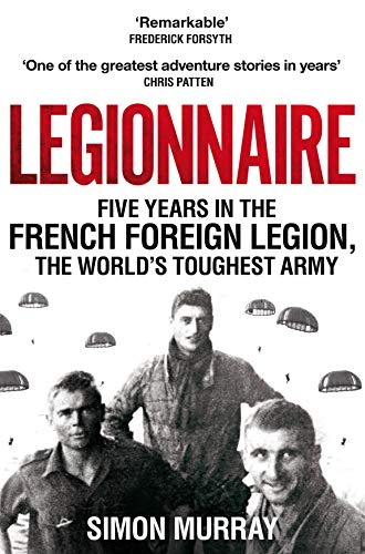 Book cover featuring three soldiers and descending parachutes, titled "Legionnaire.
