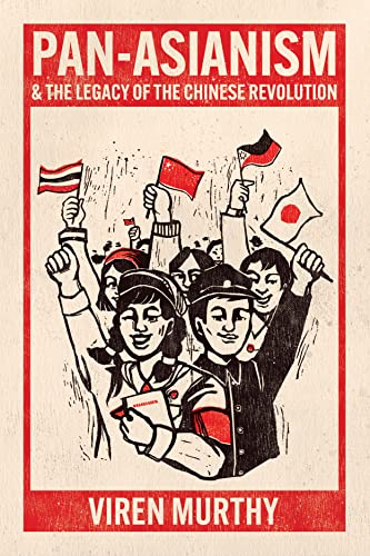 Book cover with illustration of diverse people holding Asian flags.