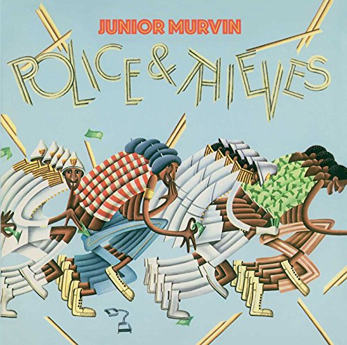 Album cover for Junior Murvin’s “Police & Thieves” with illustrated figures.