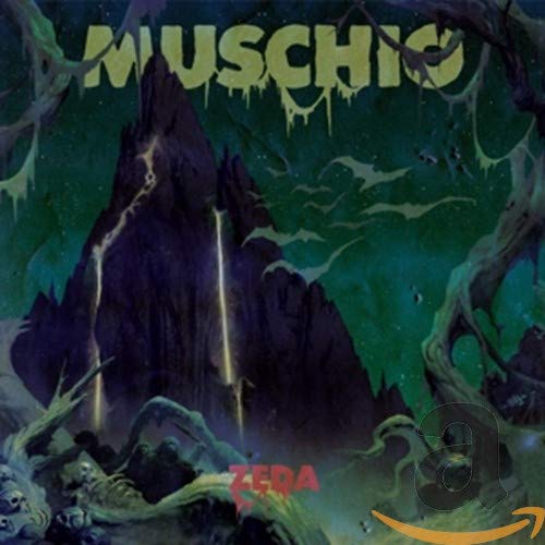 CD cover for Muschio - Zeda, featuring a dark, green mountain landscape.
