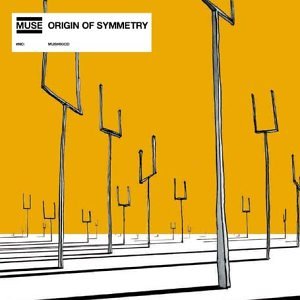 Muse “Origin of Symmetry” CD cover: yellow background, abstract line art.