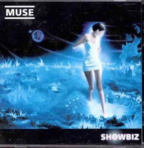 Muse “Showbiz” CD cover: woman in white against a blue, icy background.