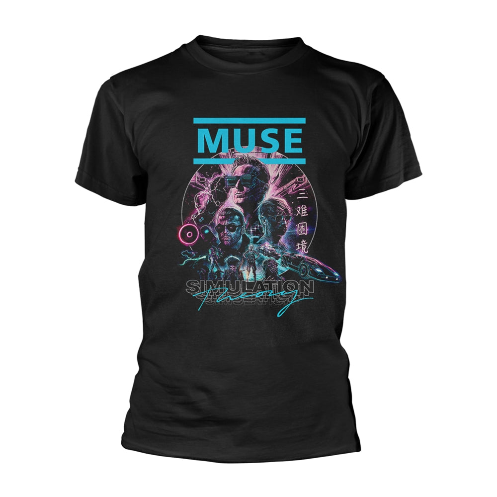 Black Muse t-shirt with neon Simulation Theory album artwork.