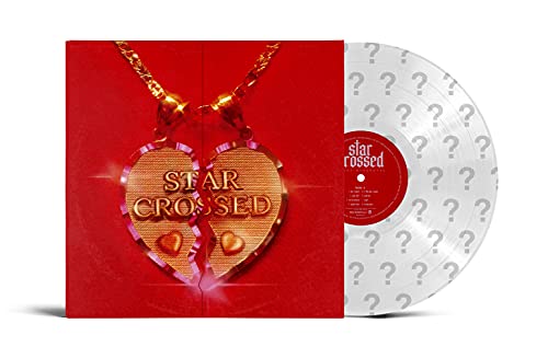 Kacey Musgraves’ “star-crossed” vinyl album cover and a clear record with question marks.