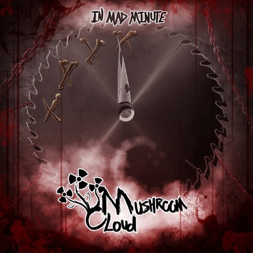 CD cover: clock with bones, mushroom cloud shape, red and black design.