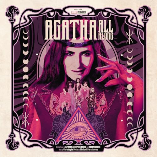 Album cover for "Agatha All Along" featuring Kathryn Hahn and stylized art.