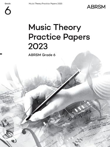 ABRSM Grade 6 Music Theory practice papers cover with hand and musical notes.