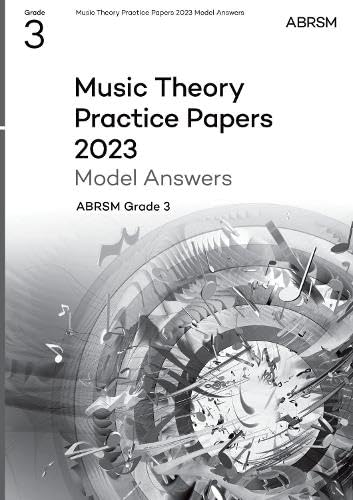 ABRSM Grade 3 Music Theory practice papers with abstract musical design.