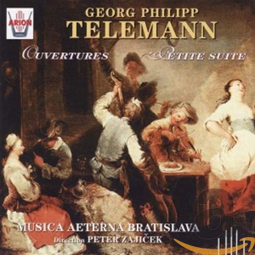 CD cover: Baroque painting of musicians, text "Georg Philipp Telemann Ouvertures".