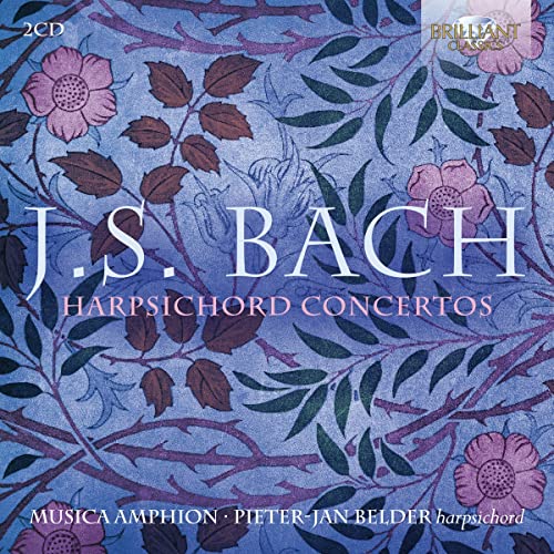 CD cover for J.S. Bach harpsichord concertos with floral design.